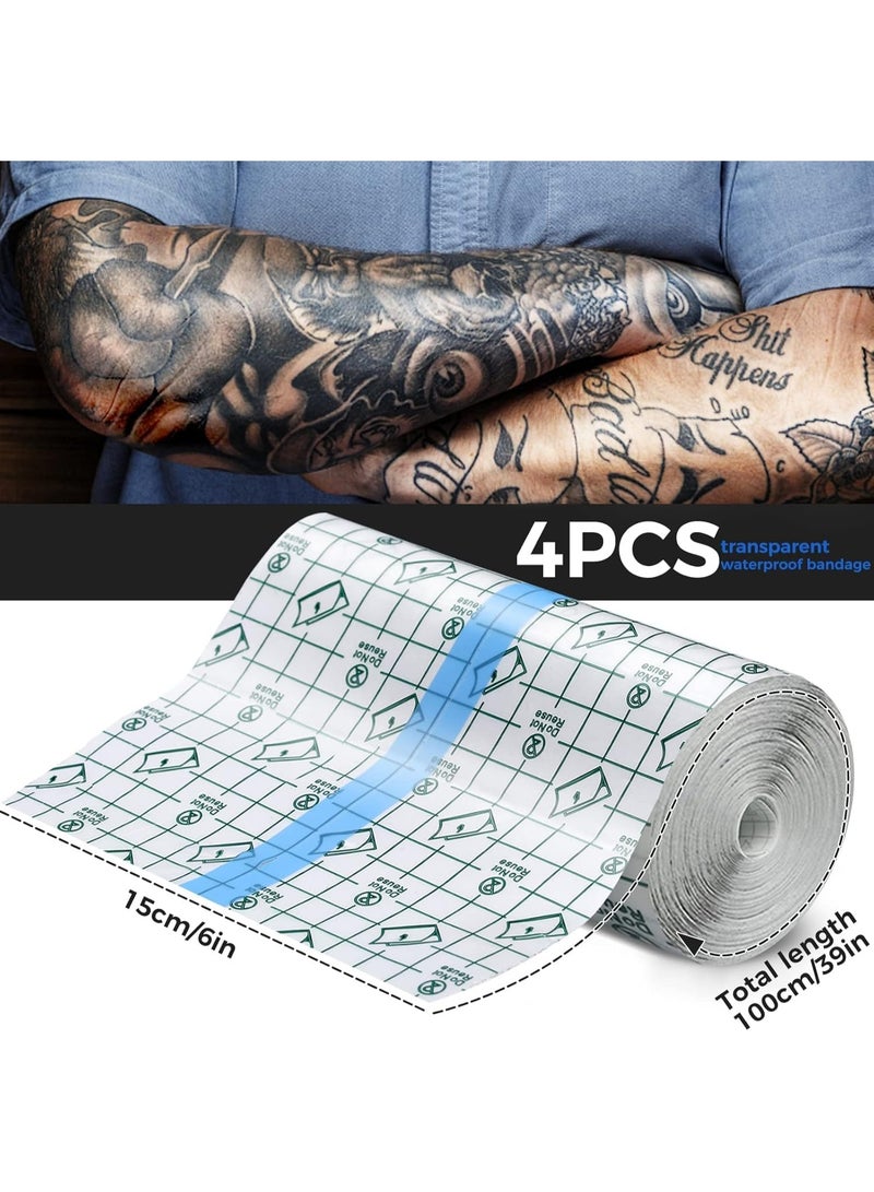 Soofam 4 Pack Tattoo Aftercare Waterproof Bandage,6" x 4.4 Yard Tattoo Cover Up Tape,Tattoo Healing Wrap,Tattoo Wrap for Faster Tattoo Healing Recovery and Skin Care Protection,Wound Cover for Shower - Image 4